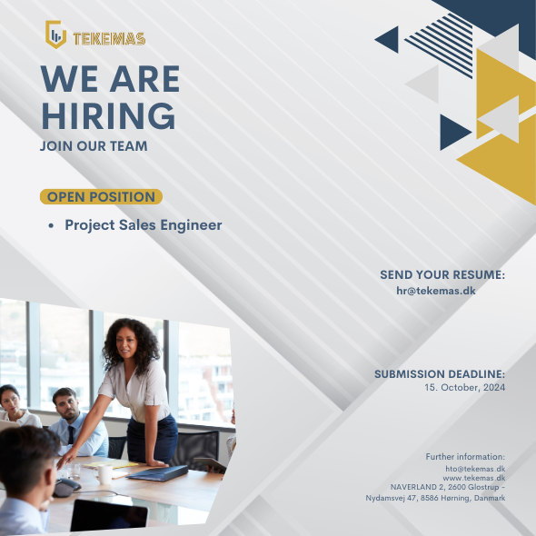 Tekemas A/S ARE HIRING! Er du salgsingeniør med projekterfaring indenfor pulverhåndterings løsninger? Kontakt os hr@tekemas.dk  